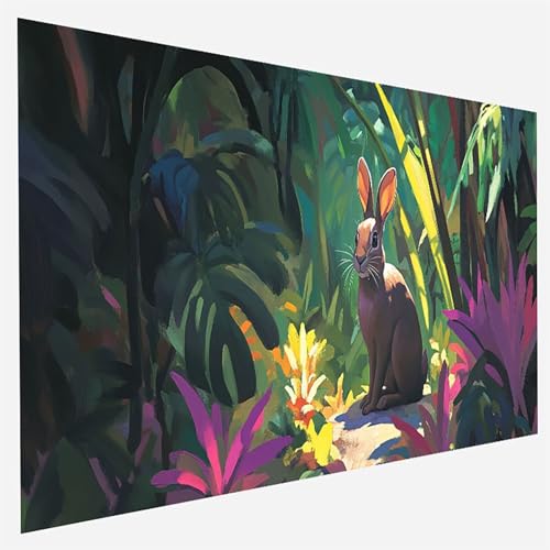 Malen Nach Zahlen Erwachsene Kaninchen, Paint by Numbers, DIY Erwachsene Anlage, mit Pinseln und Acrylfarben Handgemalt öLgemäLde Leinwand für Home Wand Decor Geschenk, Ohne Rahmen 35x70cm 6-1-7 von FANLIGZU