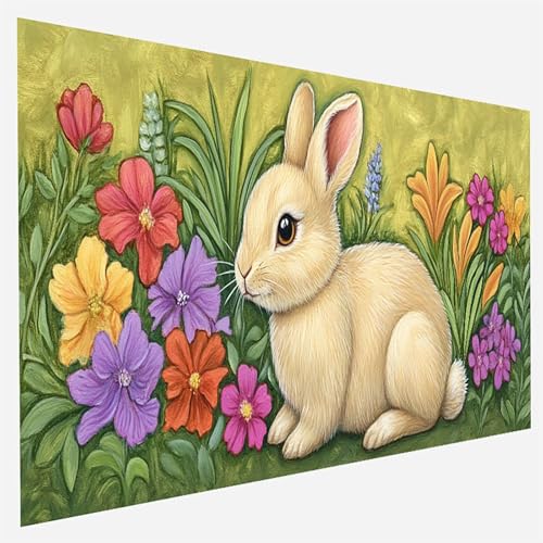 Malen Nach Zahlen Erwachsene Kaninchen, Paint by Numbers Tier Malen Nach Zahlen, DIY Vorgedruckte Leinen Leinwand öLgemäLde Kits, Bastelset Erwachsene DIY, Home Haus Decor Geschenk 90x180cm L-2-2 von FANLIGZU