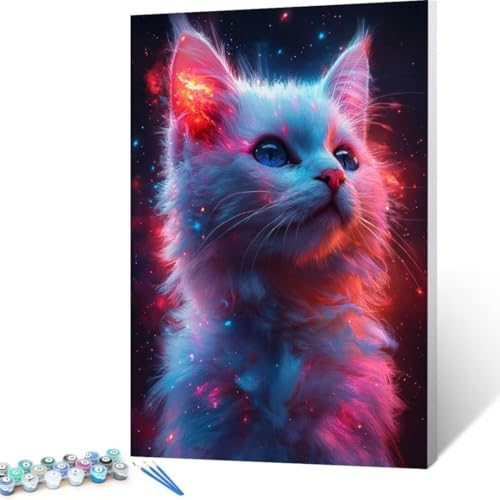 Malen Nach Zahlen Erwachsene Katze, Paint by Numbers Tier Malen Nach Zahlen, DIY Vorgedruckte Leinwand Ölgemälde Kits, öLgemäLde Bastelset Erwachsene DIY, Home Haus Decor Geschenk 90x120cm P- 8 von FANLIGZU