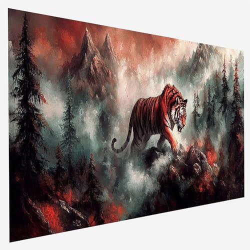 Malen Nach Zahlen Erwachsene Landschaft, Paint by Numbers, DIY Erwachsene Tiger, mit Pinseln und Acrylfarben Handgemalt öLgemäLde Leinwand für Home Wand Decor Geschenk, Ohne Rahmen 35x70cm Q-C-L von FANLIGZU