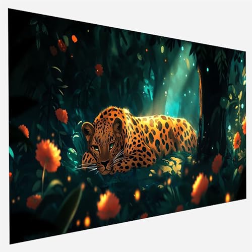 Malen Nach Zahlen Erwachsene Leopard, Paint by Numbers Blume Malen Nach Zahlen, DIY Vorgedruckte Leinen Leinwand öLgemäLde Kits, Bastelset Erwachsene DIY, Home Haus Decor Geschenk 40x80cm T-1-8 von FANLIGZU