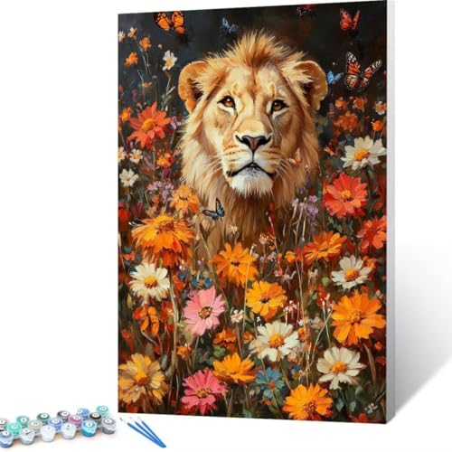 Malen Nach Zahlen Erwachsene LöWe, Paint by Numbers Schmetterling Malen Nach Zahlen, DIY Vorgedruckte Leinwand Ölgemälde Kits, Bastelset Erwachsene DIY, Wall art Home Decor Geschenk 40x55cm J - 3 von FANLIGZU