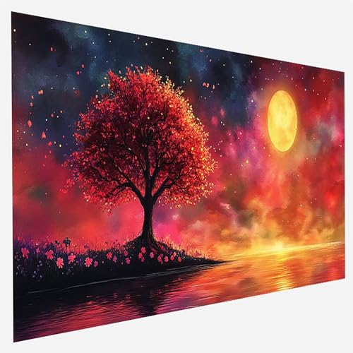 Malen Nach Zahlen Erwachsene Mond, Paint by Numbers, DIY Erwachsene Farbe, mit Pinseln und Acrylfarben Handgemalt öLgemäLde Leinwand für Home Wand Decor Geschenk, Ohne Rahmen 80x160cm V - 1 - 8 von FANLIGZU