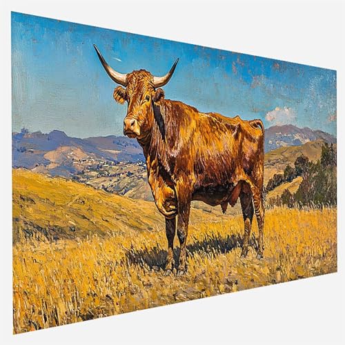 Malen Nach Zahlen Erwachsene Ochse, Paint by Numbers Landschaft Malen Nach Zahlen, DIY Vorgedruckte Leinen Leinwand öLgemäLde Kits, Bastelset Erwachsene DIY, Home Haus Decor Geschenk 90x180cm 0-L-G von FANLIGZU