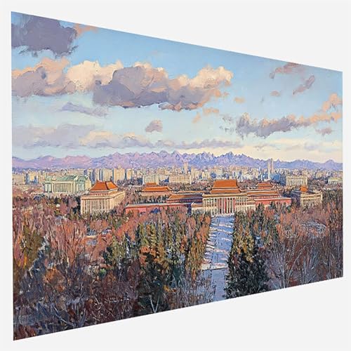 Malen Nach Zahlen Erwachsene Peking, Paint by Numbers Stadt Malen Nach Zahlen, DIY Vorgedruckte Leinen Leinwand öLgemäLde Kits, Bastelset Erwachsene DIY, Home Haus Decor Geschenk 90x180cm 0-F-7 von FANLIGZU