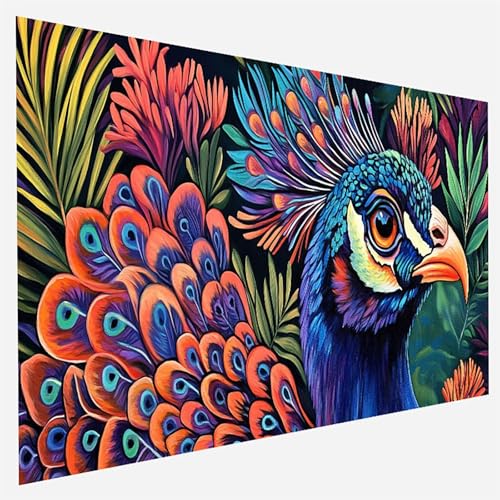 Malen Nach Zahlen Erwachsene Pfau, Paint by Numbers, DIY Erwachsene Tier, mit Pinseln und Acrylfarben Handgemalt öLgemäLde Leinwand für Home Wand Decor Geschenk, Ohne Rahmen 80 x 160 cm B - 8 - 0 von FANLIGZU