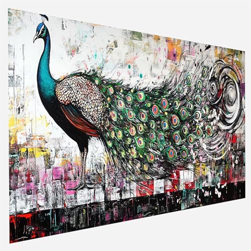 Malen Nach Zahlen Erwachsene Pfau, Paint by Numbers Bastelset Erwachsene, DIY Malen Nach Zahlen für Erwachsene und Anfänger Graffiti, Bastelset Erwachsene Frauen, Home Wand Dekor 60x120cm J-8-0 von FANLIGZU