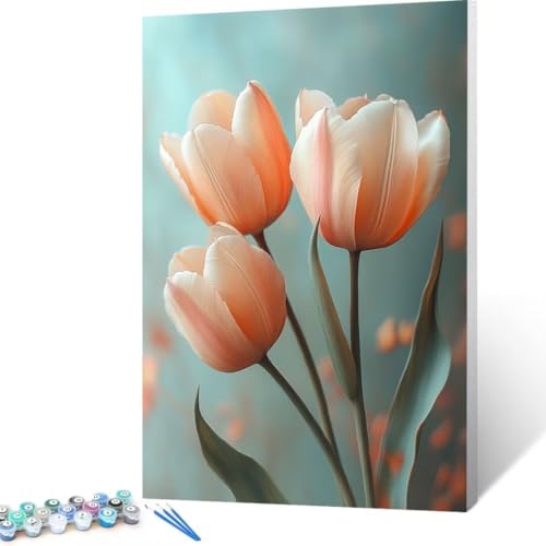 Malen Nach Zahlen Erwachsene Pflanze, Paint by Numbers Blume Malen Nach Zahlen, DIY Vorgedruckte Leinwand Ölgemälde Kits, Bastelset Erwachsene DIY, Home Decor Wand Asthetik, Geschenk 40x55cm O - 3 von FANLIGZU