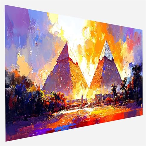 Malen Nach Zahlen Erwachsene Pyramide, Paint by Numbers, DIY Erwachsene Baum, mit Pinseln und Acrylfarben Handgemalt öLgemäLde Leinwand für Home Wand Decor Geschenk, Ohne Rahmen 35 x 70 cm 7-4-G von FANLIGZU