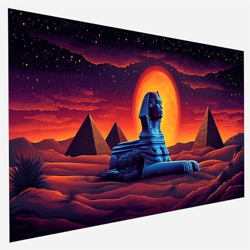 Malen Nach Zahlen Erwachsene Pyramide, Paint by Numbers, DIY Erwachsene Sphinx, mit Pinseln und Acrylfarben Handgemalt öLgemäLde Leinwand für Home Wand Decor Geschenk, Ohne Rahmen 35x70cm 1-4-6 von FANLIGZU