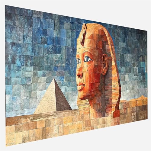 Malen Nach Zahlen Erwachsene Pyramide, Paint by Numbers, DIY Erwachsene Sphinx, mit Pinseln und Acrylfarben Handgemalt öLgemäLde Leinwand für Home Wand Decor Geschenk, Ohne Rahmen 35x70cm T-P-D von FANLIGZU