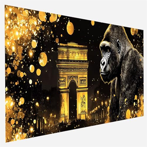 Malen Nach Zahlen Erwachsene Schimpansen, Paint by Numbers Arc De Triomphe Malen Nach Zahlen, DIY Vorgedruckte Leinen Leinwand öLgemäLde Kits, Bastelset Erwachsene DIY, Home Haus Decor 40x80cm Y-0-Z von FANLIGZU