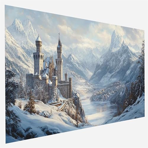 Malen Nach Zahlen Erwachsene Schloss, Paint by Numbers Landschaft Malen Nach Zahlen, DIY Vorgedruckte Leinen Leinwand öLgemäLde Kits, Bastelset Erwachsene DIY, Home Haus Decor Geschenk 40x80cm D-T-S von FANLIGZU