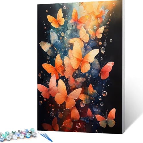 Malen Nach Zahlen Erwachsene Schmetterling, Paint by Numbers, DIY Bastelset Erwachsene Abstrakt, mit Pinseln und Acrylfarben Handgemalt Ölgemälde Leinwand,Home Decor Geschenk,Ohne Rahmen 80x110cm K-d4 von FANLIGZU