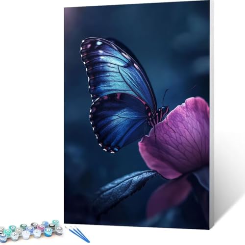 Malen Nach Zahlen Erwachsene Schmetterling, Paint by Numbers Blume Malen Nach Zahlen, DIY Vorgedruckte Leinwand Ölgemälde Kits, Bastelset Erwachsene DIY, Wall art Home Decor Geschenk 40x55cm E - 3 von FANLIGZU