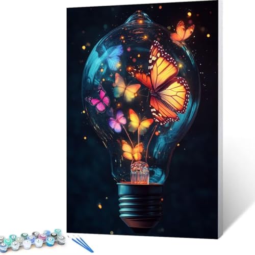 Malen Nach Zahlen Erwachsene Schmetterling, Paint by Numbers Lampe Malen Nach Zahlen, DIY Vorgedruckte Leinwand Ölgemälde Kits, Bastelset Erwachsene DIY, Wall art Home Decor Geschenk 90x120 cm R-d4 von FANLIGZU