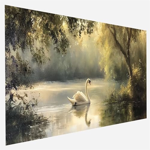 Malen Nach Zahlen Erwachsene Schwan, Paint by Numbers Bastelset Erwachsene, DIY Malen Nach Zahlen für Erwachsene und Anfänger Baum, Bastelset Erwachsene Frauen, Home Wand Dekor Geschenk 60x120cm 9-6-G von FANLIGZU