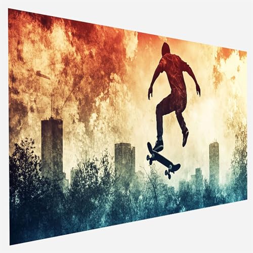 Malen Nach Zahlen Erwachsene Skateboard, Paint by Numbers, DIY Erwachsene Stadt, mit Pinseln und Acrylfarben Handgemalt öLgemäLde Leinwand für Home Decor Geschenk, Ohne Rahmen 80x160cm D - 4 - T von FANLIGZU