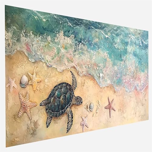 Malen Nach Zahlen Erwachsene Strand, Paint by Numbers Meeresschildkröten Malen Nach Zahlen, DIY Vorgedruckte Leinen Leinwand öLgemäLde Kits, Bastelset Erwachsene DIY, Home Haus Decor 40x80cm 9-Z-R von FANLIGZU