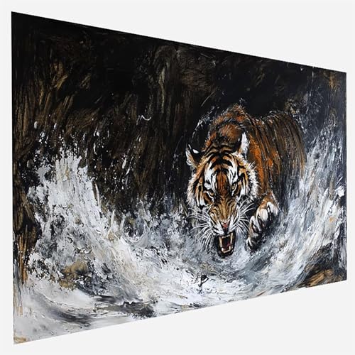 Malen Nach Zahlen Erwachsene Tier, Paint by Numbers, DIY Erwachsene Tiger, mit Pinseln und Acrylfarben Handgemalt öLgemäLde Leinwand für Home Wand Decor Geschenk, Ohne Rahmen 35 x 70 cm 4 - 3 - 1 von FANLIGZU