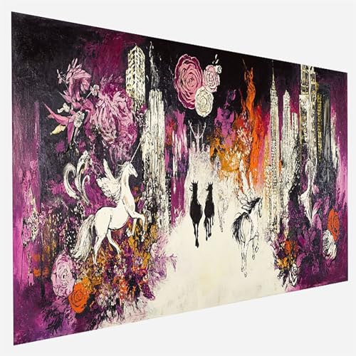 Malen Nach Zahlen Erwachsene Tier, Paint by Numbers Bastelset Erwachsene, DIY Malen Nach Zahlen für Erwachsene und Anfänger Stadt, Bastelset Erwachsene Frauen, Home Wand Dekor Geschenk 60x120cm H-6-8 von FANLIGZU