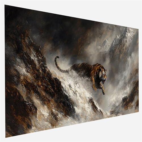 Malen Nach Zahlen Erwachsene Tiger, Paint by Numbers, DIY Erwachsene Berg, mit Pinseln und Acrylfarben Handgemalt öLgemäLde Leinwand für Home Wand Decor Geschenk, Ohne Rahmen 35 x 70 cm A - 9 - 9 von FANLIGZU