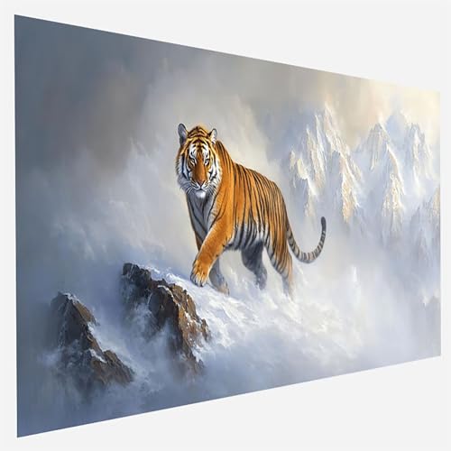 Malen Nach Zahlen Erwachsene Tiger, Paint by Numbers, DIY Erwachsene Schneeberg, mit Pinseln und Acrylfarben Handgemalt öLgemäLde Leinwand für Home Wand Decor Geschenk, Ohne Rahmen 35x70cm 5-7-M von FANLIGZU