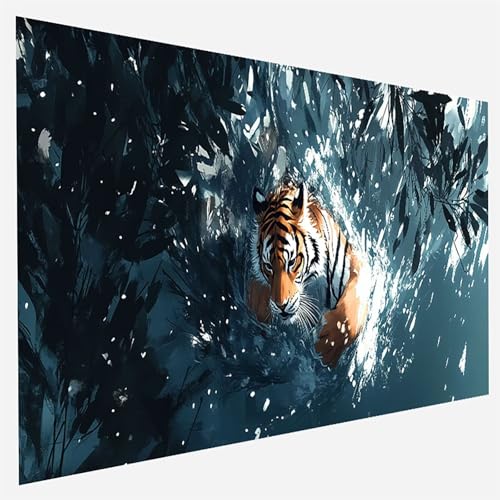 Malen Nach Zahlen Erwachsene Tiger, Paint by Numbers Anlage Malen Nach Zahlen, DIY Vorgedruckte Leinen Leinwand öLgemäLde Kits, Bastelset Erwachsene DIY, Home Haus Decor Geschenk 40x80cm A- H- X von FANLIGZU