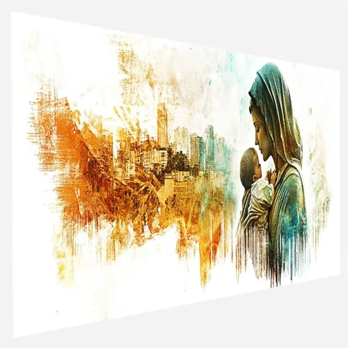 Malen Nach Zahlen Erwachsene Unsere Liebe Frau, Paint by Numbers Abstrakt Malen Nach Zahlen, DIY Vorgedruckte Leinen Leinwand öLgemäLde Kits, Bastelset Erwachsene DIY, Home Haus Decor 90x180cm 2-U-1 von FANLIGZU