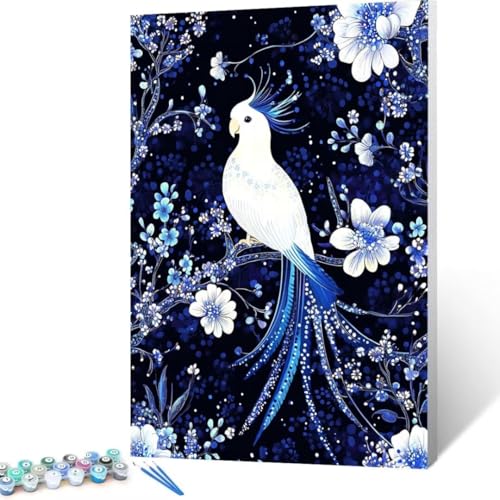 Malen Nach Zahlen Erwachsene Vogel, Paint by Numbers Blume Malen Nach Zahlen, DIY Vorgedruckte Leinwand Ölgemälde Kits, öLgemäLde Bastelset Erwachsene DIY, Home Haus Decor Geschenk 40x55cm P- 3 von FANLIGZU