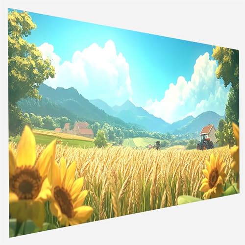 Malen Nach Zahlen Erwachsene Weizen, Paint by Numbers, DIY Erwachsene Sonnenblume, mit Pinseln und Acrylfarben Handgemalt öLgemäLde Leinwand für Home Decor Geschenk, Ohne Rahmen 35x70cm J- M- 6 von FANLIGZU