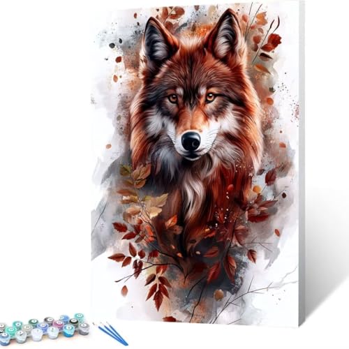 Malen Nach Zahlen Erwachsene Wolf, Paint by Numbers Bastelset Erwachsene, DIY Malen Nach Zahlen für Erwachsene und Anfänger Tier, Bastelset Erwachsene Frauen, Home Wand Dekor Geschenk 60x80 cm Q - 5 von FANLIGZU