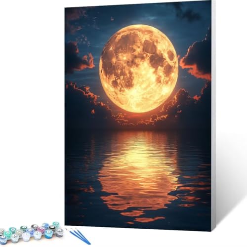 Malen Nach Zahlen Erwachsene Wolke, Paint by Numbers Mond Malen Nach Zahlen, DIY Vorgedruckte Leinwand Ölgemälde Kits, öLgemäLde Bastelset Erwachsene DIY, Home Haus Decor Geschenk 90x120cm Z- 8 von FANLIGZU