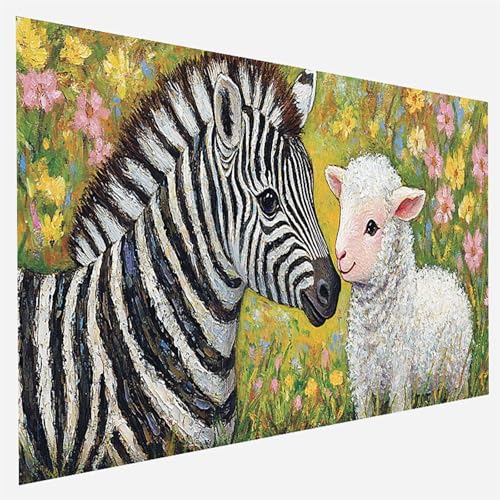 Malen Nach Zahlen Erwachsene Zebra, Paint by Numbers, DIY Erwachsene Schaf, mit Pinseln und Acrylfarben Handgemalt öLgemäLde Leinwand für Home Wand Decor Geschenk, Ohne Rahmen 80 x 160 cm D-6-L von FANLIGZU