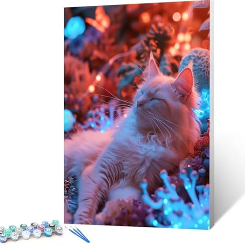 Malen Nach Zahlen Katze, Malen Nach Zahlen Erwachsene, Malen Nach Zahlen Kinder Tier, Pinsel Malen Nach Zahlen, Bastelset Erwachsene DIY für Home Haus Decor Geschenk 70x95 cm (Ohne Rahmen) D- 6 von FANLIGZU