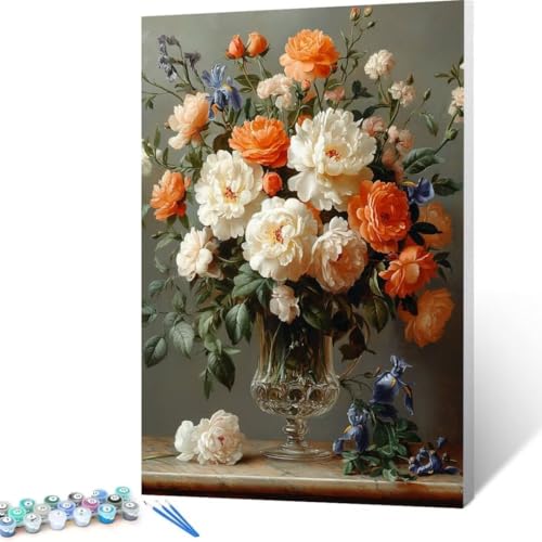 Malen Nach Zahlen Vase, Malen Nach Zahlen Erwachsene, Malen Nach Zahlen Kinder Blume, Pinsel Malen Nach Zahlen, Bastelset Erwachsene DIY für Home Haus Decor Geschenk 70x95 cm (Ohne Rahmen) S- 6 von FANLIGZU