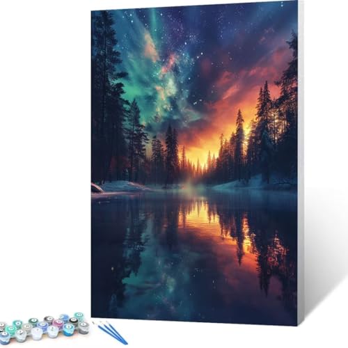 Sternenhimmel Malen Nach Zahlen Erwachsene, Malen Nach Zahlen DIY Handgemalt Ölgemälde Kit für Anfänger und Erwachsene, Paint by Numbers Basteln mit Pinseln, Home Wand Dekor Geschenk 50x70cm Baum T -4 von FANLIGZU