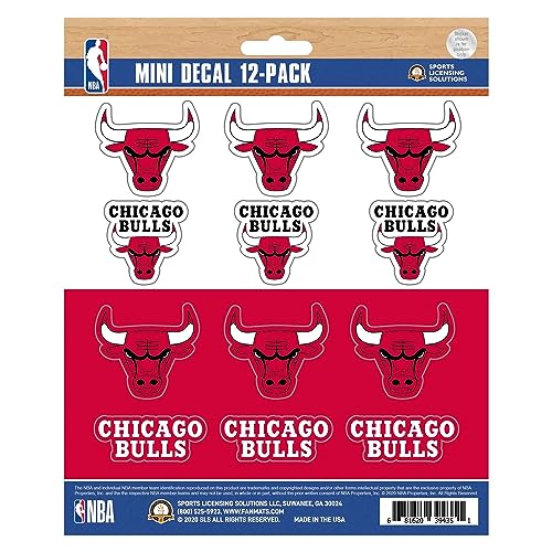 FANMATS Chicago Bulls Mini-Aufkleber, 12 Stück, Wandaufkleber, Sticker, Schlafzimmer-Dekoration, Sports von FANMATS