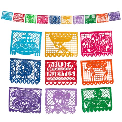 FANMEX - Fantastik - Authentische mexikanische Girlande - Modell Tag der Toten - Papel picado 5 Meter (Kunstoff) von FANMEX