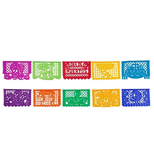 Fantastik - Authentisches mexikanisches Girlande - Modell Tag der Toten - Papel picado 4 Meter - Pack mit 10 Stück - 40 Meter (Papier) von FANMEX