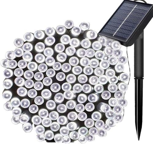 FANSIR Lichterkette Außen Solar, LED Solar Lichterkette 22m 200 LEDs Solarlichterkette Außen Wetterfest mit 8 Modi Lichterkette für Partys Blkon Garten Deko Draußen Terrassen Hochzeiten (Kaltweiß) von FANSIR