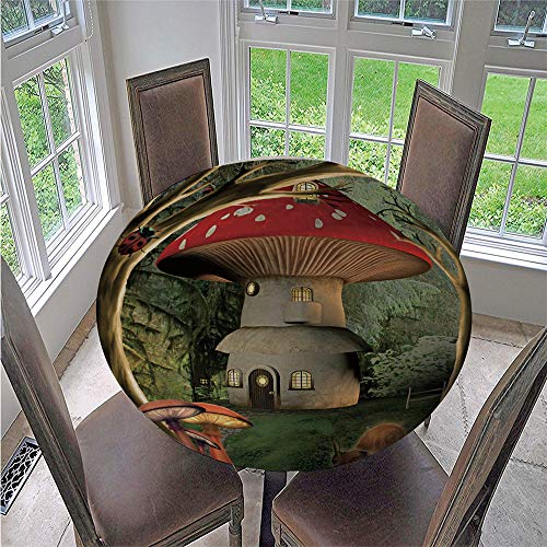 FANSU 3D Tischdecke rund Abwaschbar, Wasserdicht Runde Wachstuchtischdecke mit Tier und Natur Mustern, Pflegeleicht Fleckschutz Ölfest Abwaschbar Outdoor Garten Deko (Pilz,170cm) von FANSU