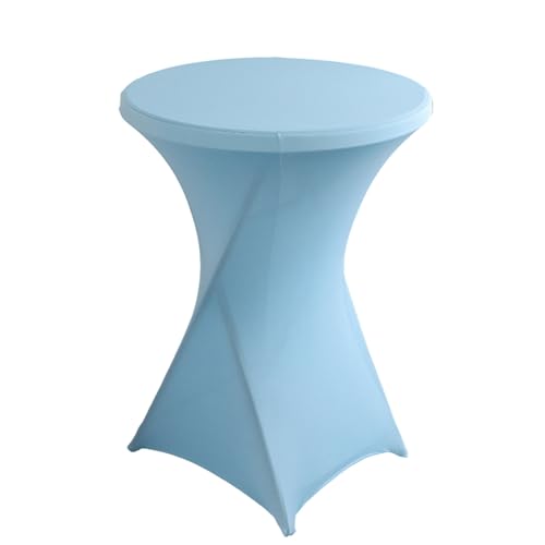 FANSU Cocktail Bar Tischdecke, Stretch Tischdecke Cocktail Party Elegant Stehtisch Husse für Bistrotisch, 4 Fußtaschen Rund Stehtischhusse für Dekoration Hochzeit (Himmelblau,80x110cm) von FANSU