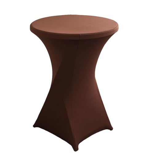 FANSU Cocktail Bar Tischdecke, Stretch Tischdecke Cocktail Party Elegant Stehtisch Husse für Bistrotisch, 4 Fußtaschen Rund Stehtischhusse für Dekoration Hochzeit (Kaffeefarbe,70x110cm) von FANSU