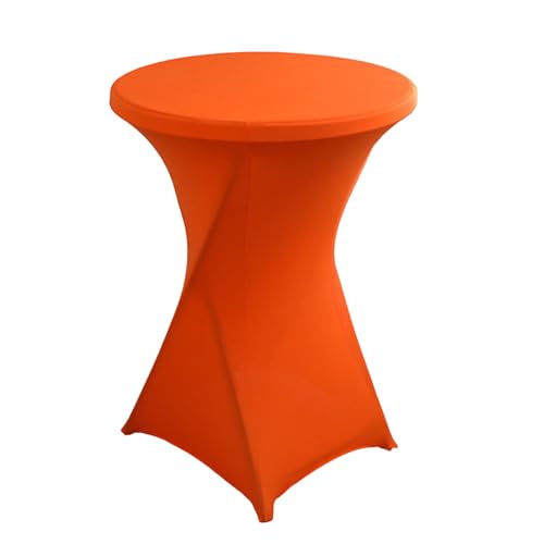 FANSU Cocktail Bar Tischdecke, Stretch Tischdecke Cocktail Party Elegant Stehtisch Husse für Bistrotisch, 4 Fußtaschen Rund Stehtischhusse für Dekoration Hochzeit (Orange,70x110cm) von FANSU