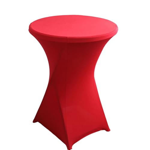 FANSU Cocktail Bar Tischdecke, Stretch Tischdecke Cocktail Party Elegant Stehtisch Husse für Bistrotisch, 4 Fußtaschen Rund Stehtischhusse für Dekoration Hochzeit (Rot,70x110cm) von FANSU