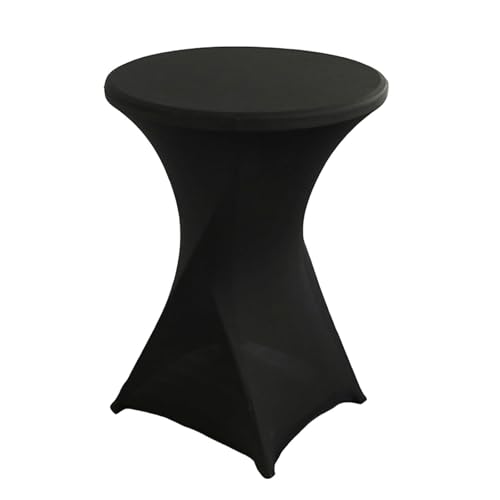 FANSU Cocktail Bar Tischdecke, Stretch Tischdecke Cocktail Party Elegant Stehtisch Husse für Bistrotisch, 4 Fußtaschen Rund Stehtischhusse für Dekoration Hochzeit (Schwarz,60x110cm) von FANSU