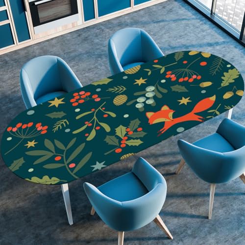 FANSU Herbst Ovale Tischdecke Garten Abwaschbar mit Elastischem Rand,für Outdoor Gartentischdecke Elastisch für Küche, Esszimmer, Picknick, Party (122cmx183cm（48"x72"）,Exotischer Stil) von FANSU