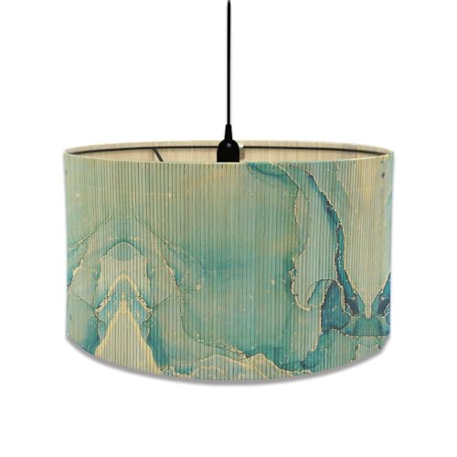 FANSU Lampenschirm fuir Hängelampe, Europäischer Marmordruck Lampenschirm Tischlampe Lampenabdeckung für Stehlampe Deckenleuchte Wohnzimmer Moderner Deko (hellblau,30x30x23cm) von FANSU