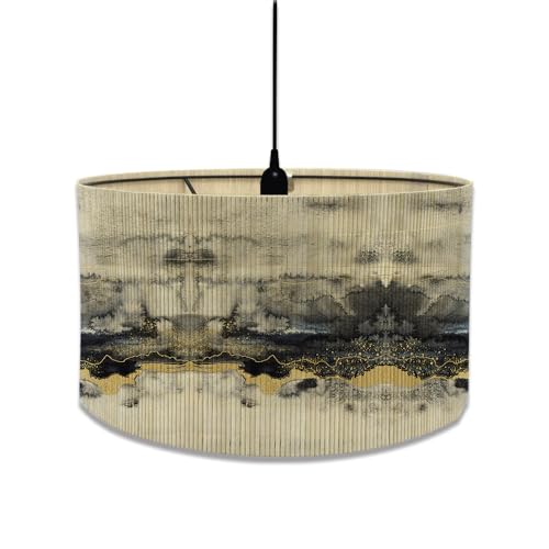 FANSU Lampenschirm fuir Hängelampe, Europäischer Marmordruck Lampenschirm Tischlampe Lampenabdeckung für Stehlampe Deckenleuchte Wohnzimmer Moderner Deko (schwarzes Gold,30x30x23cm) von FANSU